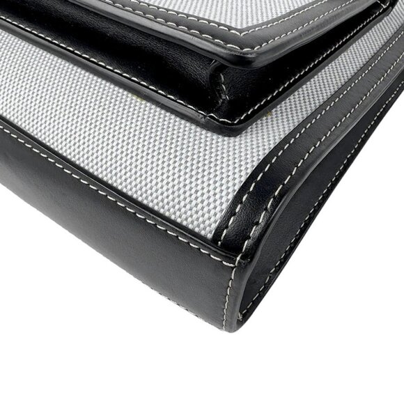 Auth BURBERRY Handbag Shoulder Bag Blue/Black Canvas/Leather/Silvertone - z4342 - Picture 9 of 12